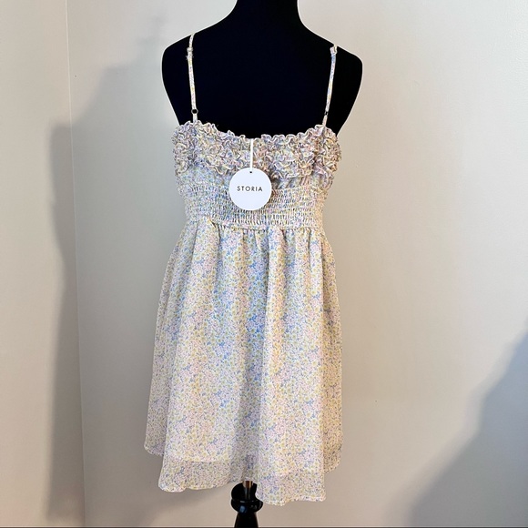 NWT STORIA Floral Adjustable Spaghetti Strap Dress Women’s Size Large - Picture 5 of 9
